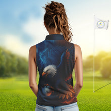 Load image into Gallery viewer, Red amd Blue Lightning Thunder Eagle Women sleeveless golf polo shirt custom Eagle ladies golf attire NQS9977