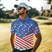 Load image into Gallery viewer, Red, White and Blue Men golf polo shirts Custom American Flag patriotic Golf attire for men NQS10137