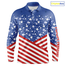 Load image into Gallery viewer, Red, White and Blue Men golf polo shirts Custom American Flag patriotic Golf attire for men NQS10137