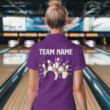 Load image into Gallery viewer, Retro Purple argyle pattern Bowling shirts For Women custom bowling team jerseys Bowler Outfits NQS10275