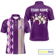 Load image into Gallery viewer, Retro Purple argyle pattern Bowling shirts For Men custom bowling team jerseys Bowler Outfits NQS10275