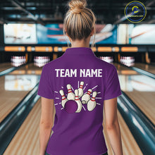 Load image into Gallery viewer, Retro Purple argyle pattern Bowling shirts For Women custom bowling team jerseys Bowler Outfits NQS10275