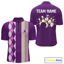 Load image into Gallery viewer, Retro Purple argyle pattern Bowling shirts For Men custom bowling team jerseys Bowler Outfits NQS10275