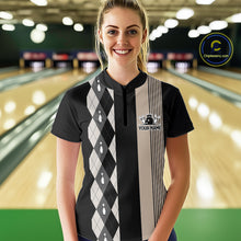 Load image into Gallery viewer, Retro Black argyle pattern Bowling shirts For Women custom bowling team jerseys Bowler Outfits NQS10276