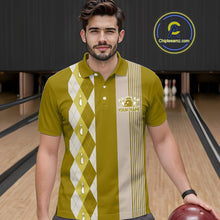 Load image into Gallery viewer, Retro Yellow argyle pattern Bowling shirts For Men custom bowling team jerseys Bowler Outfits NQS10277