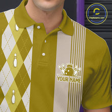 Load image into Gallery viewer, Retro Yellow argyle pattern Bowling shirts For Men custom bowling team jerseys Bowler Outfits NQS10277