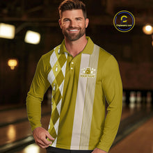 Load image into Gallery viewer, Retro Yellow argyle pattern Bowling shirts For Men custom bowling team jerseys Bowler Outfits NQS10277