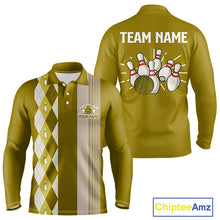Load image into Gallery viewer, Retro Yellow argyle pattern Bowling shirts For Men custom bowling team jerseys Bowler Outfits NQS10277