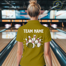 Load image into Gallery viewer, Retro Yellow argyle pattern Bowling shirts For Women custom bowling team jerseys Bowler Outfits NQS10277