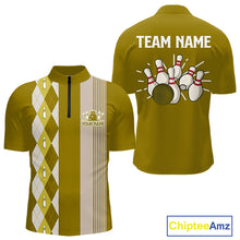 Load image into Gallery viewer, Retro Yellow argyle pattern Bowling shirts For Men custom bowling team jerseys Bowler Outfits NQS10277