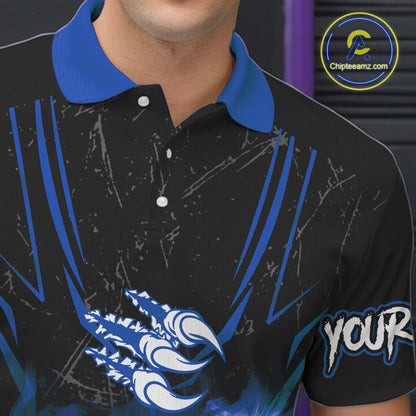 Black and Blue Flame Eagle Bowling Shirt For Men Custom Team Name Bowling Jerseys For Bowlers NQS10673