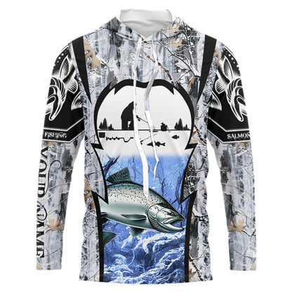 Salmon ice fishing Winter camo custom unisex Long sleeve fishing shirts, Ice fishing Salmon jerseys NQS9191