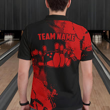 Load image into Gallery viewer, Black and Red Retro Mens Bowling Polo, Quarter Zip shirts Custom team bowling jerseys mens outfit NQS9394