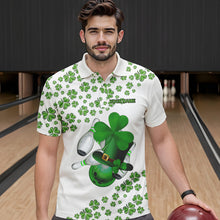 Load image into Gallery viewer, Green shamrock bowling shirts for men Custom St Patrick Day white team league bowling jerseys NQS9400