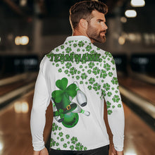 Load image into Gallery viewer, Green shamrock bowling shirts for men Custom St Patrick Day white team league bowling jerseys NQS9400