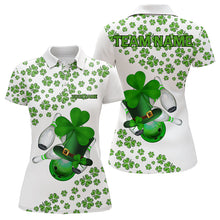 Load image into Gallery viewer, Green shamrock bowling shirts for Women Custom St Patrick Day white team league bowling jerseys NQS9400