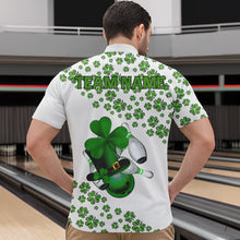 Load image into Gallery viewer, Green shamrock bowling shirts for men Custom St Patrick Day white team league bowling jerseys NQS9400