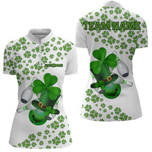 Load image into Gallery viewer, Green shamrock bowling shirts for Women Custom St Patrick Day white team league bowling jerseys NQS9400