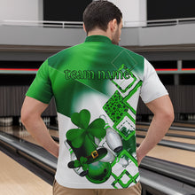 Load image into Gallery viewer, Green shamrock Mens bowling polo, quarter zip shirts Custom St Patrick Day team league bowling jerseys NQS9556