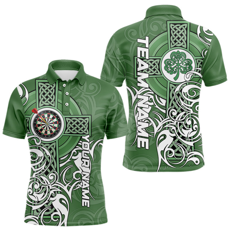 Green Irish Tribal Cross St Patrick's Day Mens Darts shirts Custom Lucky Darts Team Jerseys NQS9553