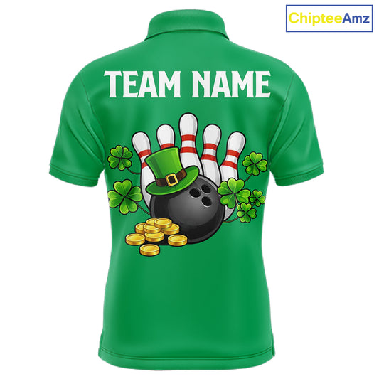 Retro Green argyle pattern shamrock Bowling shirts For Men custom St Patrick Day bowling team jersey NQS11667