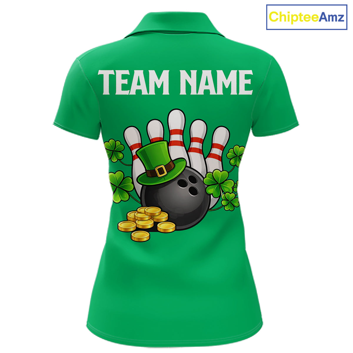 Retro Green argyle pattern shamrock Bowling shirts For Women custom St Patrick's bowling team jersey NQS11667