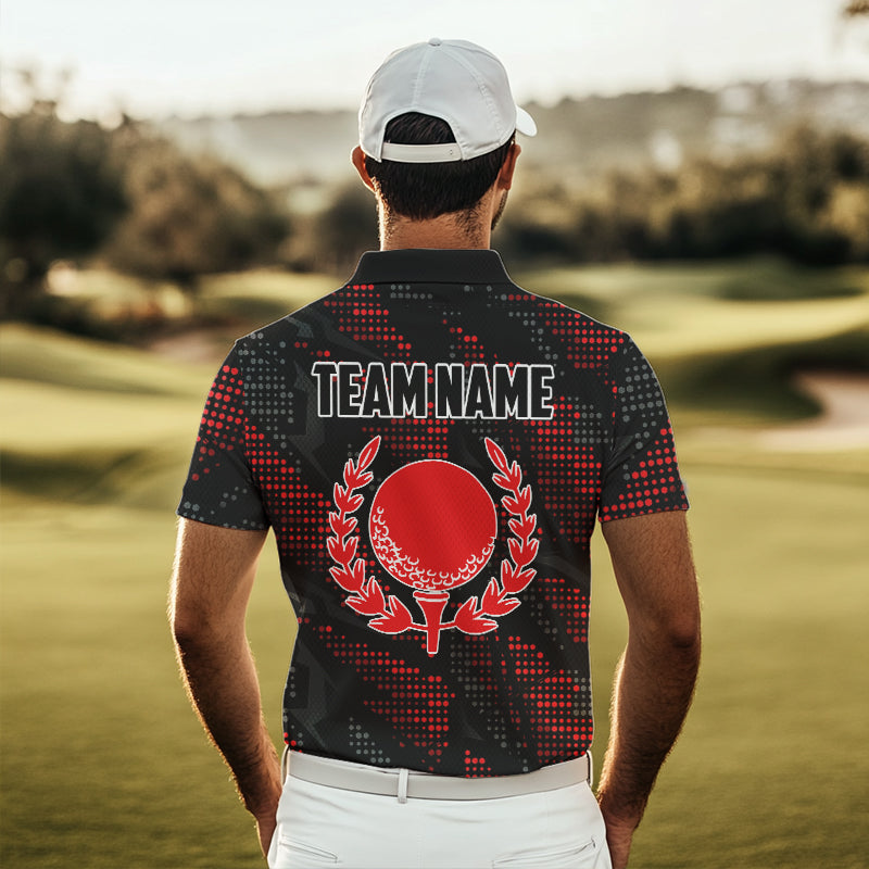 Black and Red Camo Golf Polo Shirts For Men Custom mens golf outfit team golf shirts NQS9715