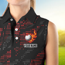 Load image into Gallery viewer, Black and Red Camo Womens golf shirts sleeveless Custom ladies golf outfit team golf shirts NQS9715