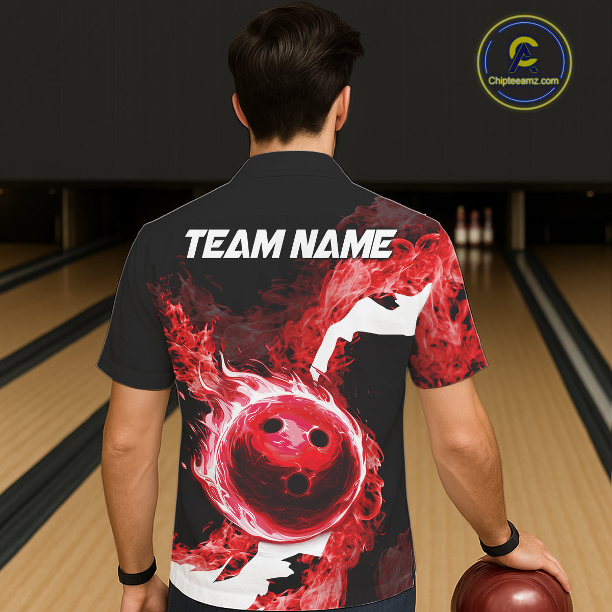 Red Flame Fire Bowling Hawaiian Shirt Custom Bowling Team Jersey Bowling Button-up Shirts NQS11751