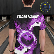 Load image into Gallery viewer, Purple Flame Fire Bowling Shirts for Men Custom Bowling Team Jersey Bowling Polo &amp; Quarter-Zip Shirts NQS11753