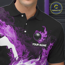 Load image into Gallery viewer, Purple Flame Fire Bowling Shirts for Men Custom Bowling Team Jersey Bowling Polo &amp; Quarter-Zip Shirts NQS11753