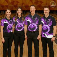 Load image into Gallery viewer, Purple Flame Fire Bowling Shirts for Men Custom Bowling Team Jersey Bowling Polo &amp; Quarter-Zip Shirts NQS11753