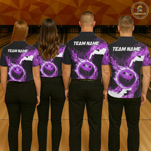 Load image into Gallery viewer, Purple Flame Fire Bowling Shirts for Men Custom Bowling Team Jersey Bowling Polo &amp; Quarter-Zip Shirts NQS11753