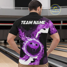 Load image into Gallery viewer, Purple Flame Fire Bowling Shirts for Men Custom Bowling Team Jersey Bowling Polo &amp; Quarter-Zip Shirts NQS11753