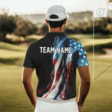Load image into Gallery viewer, American flag Black Men golf polo shirts Custom team patriotic golf top for mens NQS9978