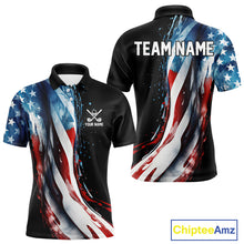 Load image into Gallery viewer, American flag Black Men golf polo shirts Custom team patriotic golf top for mens NQS9978