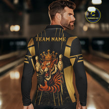 Load image into Gallery viewer, Personalized Black and Gold Tiger Bowling Shirt For Mens Custom Team bowling jerseys, gift for Bowler NQS10474