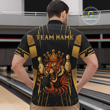 Load image into Gallery viewer, Personalized Black and Gold Tiger Bowling Shirt For Mens Custom Team bowling jerseys, gift for Bowler NQS10474