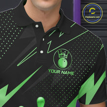 Load image into Gallery viewer, Custom Black and Green Bowling Polo, Quarter Zip Shirts for Men, Team Bowling League Jersey NQS10893