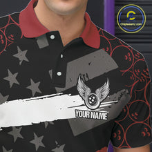 Load image into Gallery viewer, Black American flag Men bowling shirts Custom bowling camo Team Jerseys, gift for Bowlers | Red NQS10895