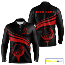 Load image into Gallery viewer, Personalized polo golf shirts for men custom black and red mens golf shirts team golf jersey NQS11075