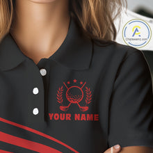 Load image into Gallery viewer, Personalized polo golf shirts for women custom black and red ladies golf shirts team golf jersey NQS11075