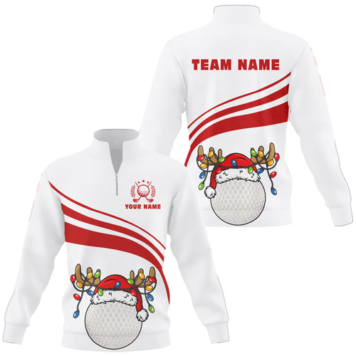 Personalized Christmas Quarter zip golf sweatshirt custom white and red golf wear team Golf Pullover NQS11076