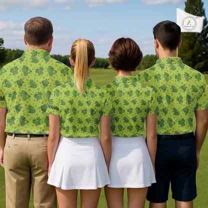 Funny Green Frog pattern Golf polo shirt for Women Custom ladies golf top, personalized golf gifts NQS11284