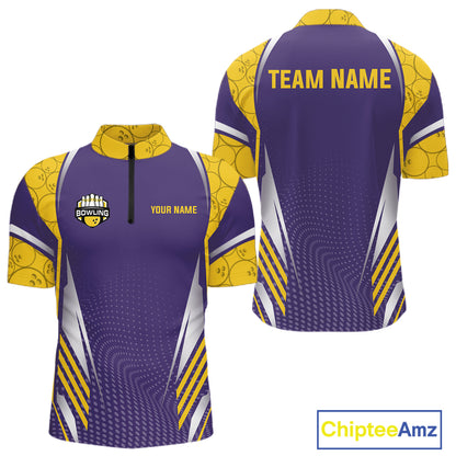 Purple And Yellow Custom bowling shirts for men, Personalized bowling outfit men team bowling jersey NQS11493