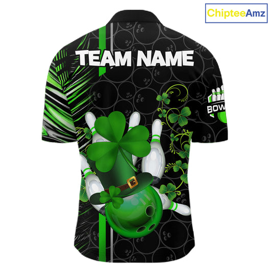 Black and Green Camo Bowling shirts for Men Custom St Patrick Shamrock Lucky Team bowling Jersey NQS11671