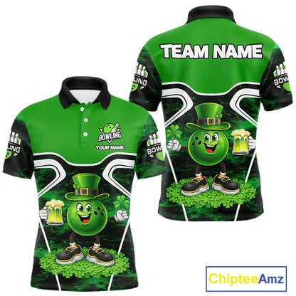 Funny Bowling and Beer Green Shamrock Bowling shirts for Men Custom St Patrick Team bowling Jerseys NQS11672