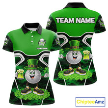 Load image into Gallery viewer, Funny Golf and Beer Green Shamrock Golf shirts for Women Custom St Patrick Team Ladies Golf Jerseys NQS11673