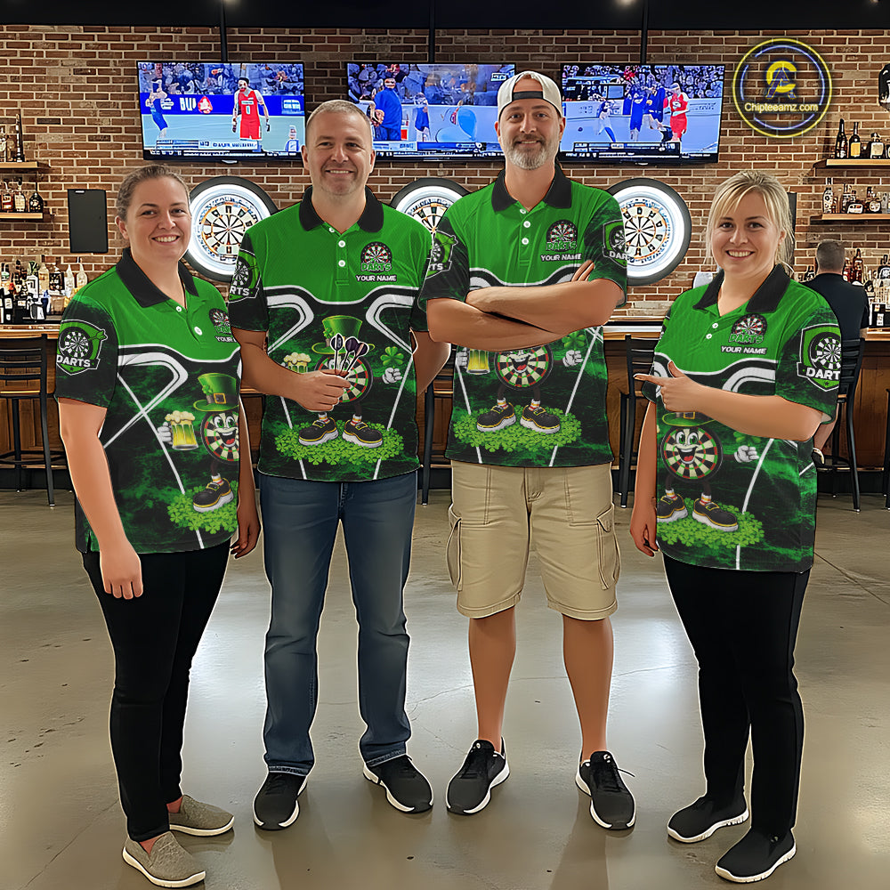 Funny Dart and Beer Green Shamrock Women Dart Shirts Custom St Patrick Team Ladies Dart Jerseys NQS11674