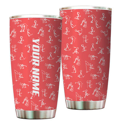 Multicolor Funny golf pattern Custom name Golf Stainless Steel Tumbler Cup - personalized golf gifts NQS9879